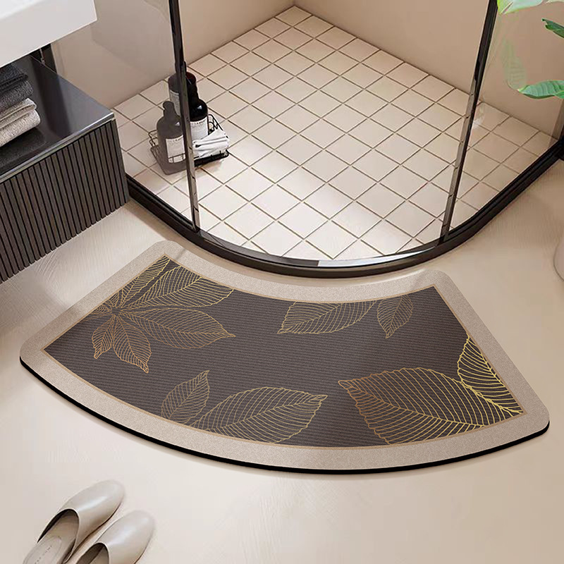 Modern Simple Bathroom Door Arc-Shaped Foot Mat Bathroom Toilet Foot Mat Soft Diatom Mud Water-Absorbent Non-Slip Floor Mat