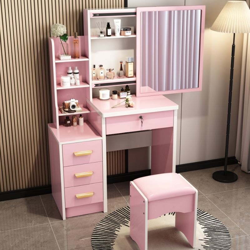 Mesa moderna minimalista, mesa de maquillaje de estilo de crema, dormitorio, mini tocador, alquiler de casa, gabinete de maquillaje en uno image 4