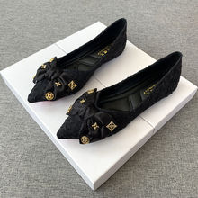 2025年秋季新款蝴蝶结舒适百搭尖头平底单鞋女外穿休闲软底淑女鞋