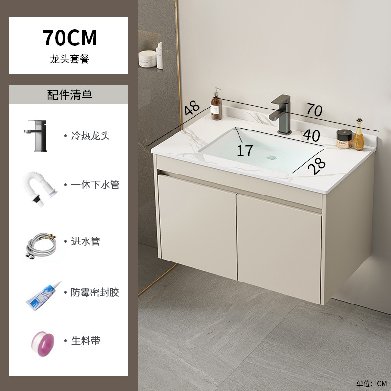 Cabinet de baño de aluminio de aire crema combinado hotel en cerámica lavabo lavabo lavabo de esquina redonda lavabo