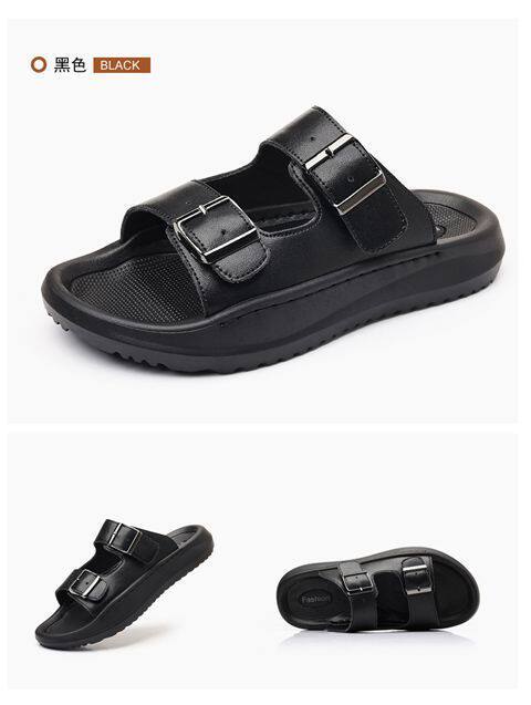 Dép sandal nam quai ngang đục lỗ kiểu La Mã, đế bằng 2 cm, thoáng khí — Màu nâu, màu đen chi tiết 20