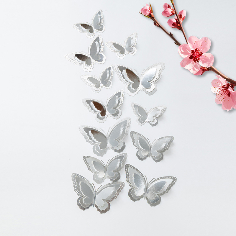 Simulación 3D de la escena de la mariposa tridimensional, accesorios, decoración de paredes, accesorios de pegatinas de pared de sentido avanzado, decoración del hogar
