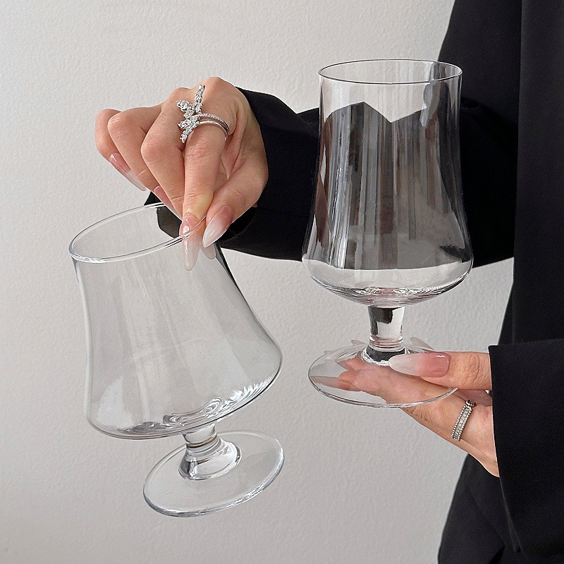 Inswind Taza de pie alto Taza de vidrio de hielo Taza de café americana Bebida fría Taza de agua burbujeante Taza de bebida Taza de cóctel