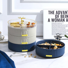 New young luxury high-end rotating candy tray fruit plate household moisture-proof sealed multi-layer transparent cover dry fruit plate melon seed plate