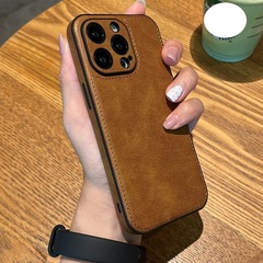 Suitable for iPhone 15 Pro Max phone case, minimalist leather grain, Apple 14 business anti-slip leather, model 13, foreign trade XR new
