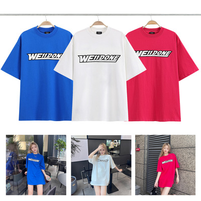 welldone Flocking letter Short sleeved T-shirt the republic of korea Chaopai we11done track Easy Lovers money jacket