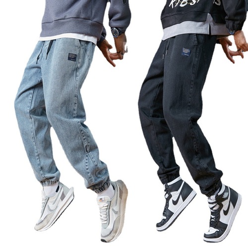 Cotton jeans loose fall and winter hot-selling casual workwear Korean trend plus-size versatile harem stirrup long pants for men