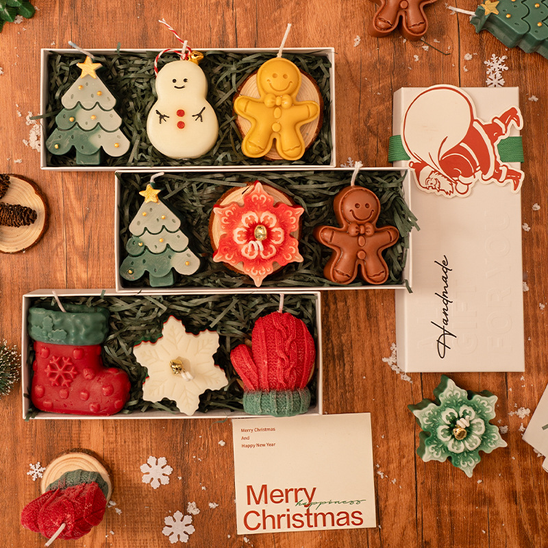 Navidad serie de velas cajas de regalo de perfumes creativos regalos de mano navideños árbol de Navidad guantes de ciervo modelado adornos