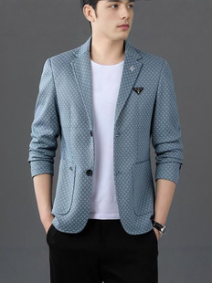 Men's Suits Spring and Autum Business Casual Men's Fashion Jackets Woolen Plaid Slim Trendy Single Suit Tops