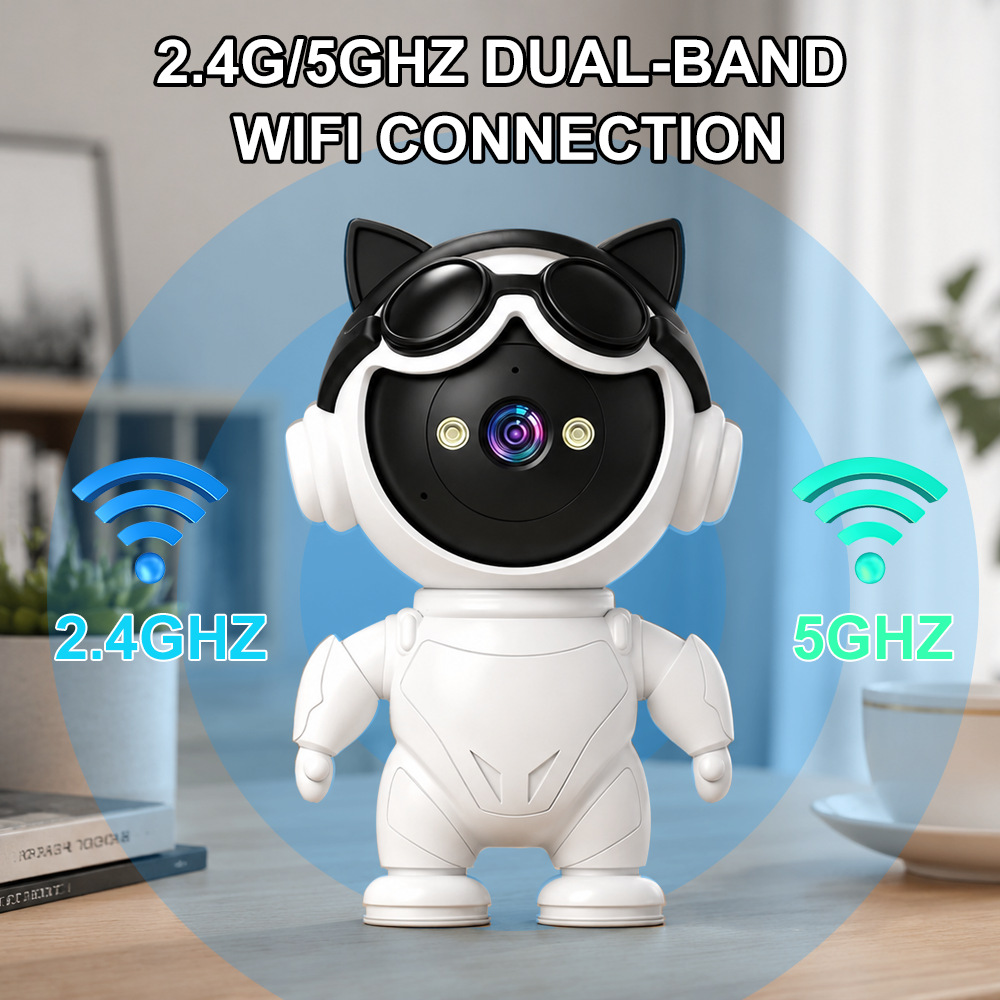 tuya涂鸦wifi网络卡通机器人安防监控手机远程高清夜视5G摄像头