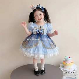 女童2026新款明新美童送礼服裙朱迪头纱2026警官发箍图片色棉休闲