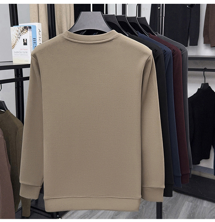 Áo sweatshirt nam cổ tròn dài tay, nỉ lông cừu dày dặn, form rộng thoải mái — Xanh trên chi tiết 6