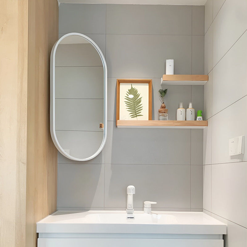 Bathroom Corner Feng Shui Wall-Mounted Mirror, Rotatable Bathroom Mirror, Side-Mounted Angled Mirror for Restroom