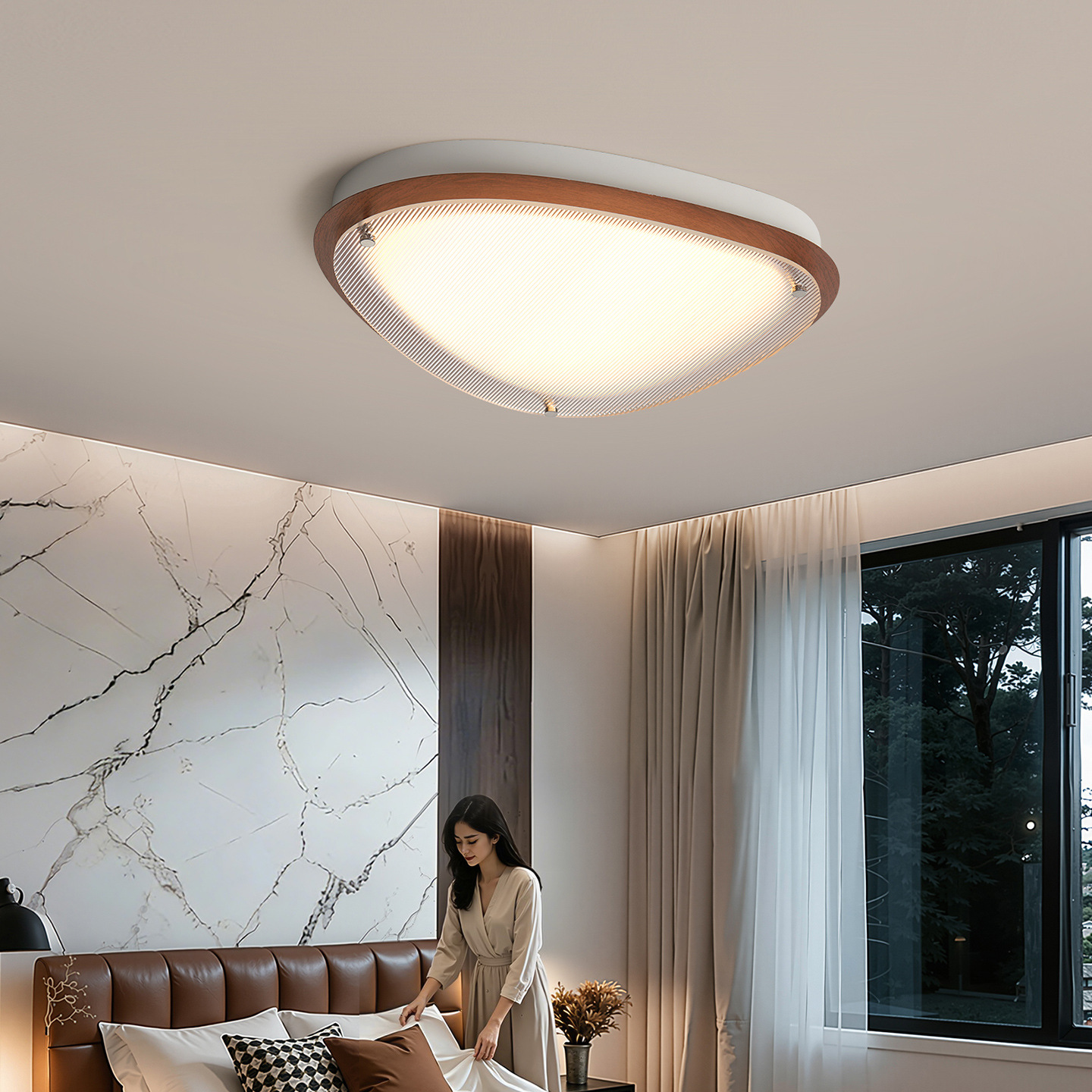 Sala de estar lámpara de techo paquete House Pebbles 2026 nueva atmósfera de alto nivel estudio lámpara de cama principal lámpara de protección de ojos 473L