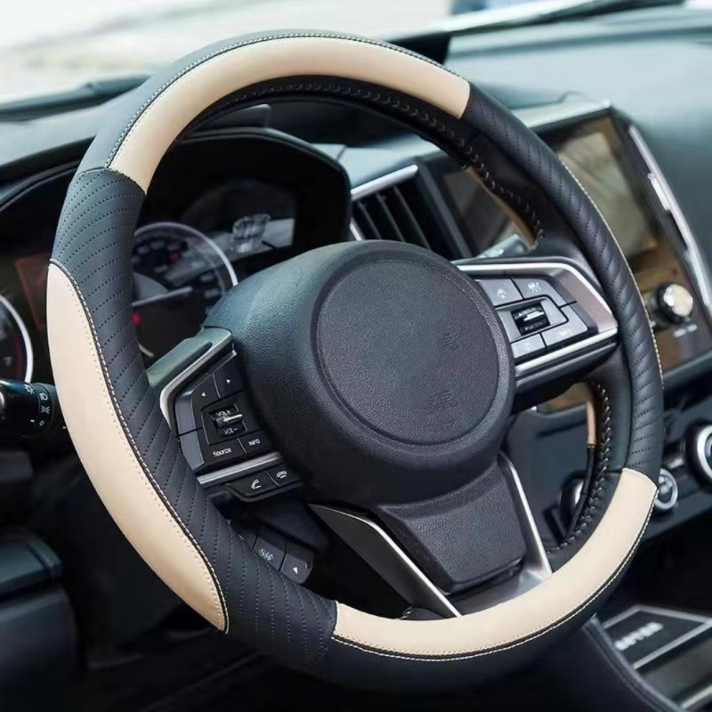 Amazon Sports Car Steering Wheel Cover Four Seasons Sweat-absorbent Imitation Leather Handset Car Supplies Round Handset