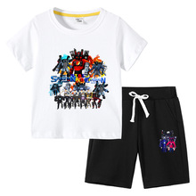 2024儿童男T恤夏季新款半袖童装学生韩版棉女童短袖中裤两件套装