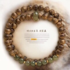 老山檀手串女款多圈檀香檀木质手链佛珠男士和田玉民族文玩青山黛
