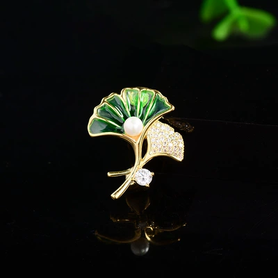Ginkgo Zirconia Pearl Small Yaxa sancaqları - green-xr13641
