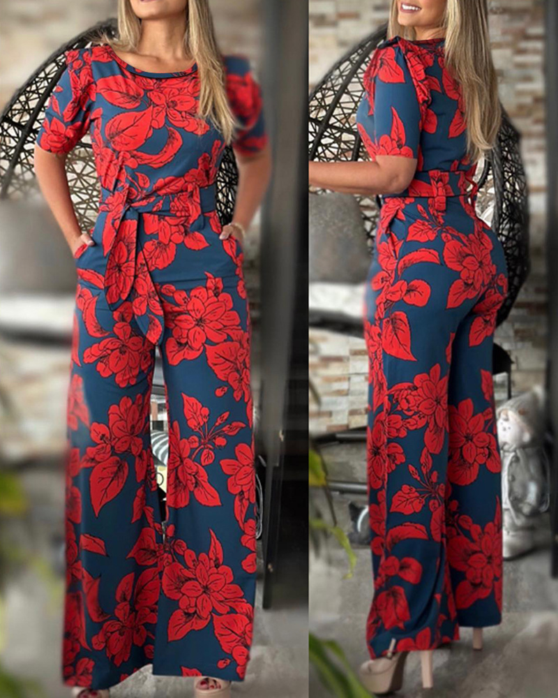 Women's Street Streetwear Flower Full Length Printing Jumpsuits display picture 3