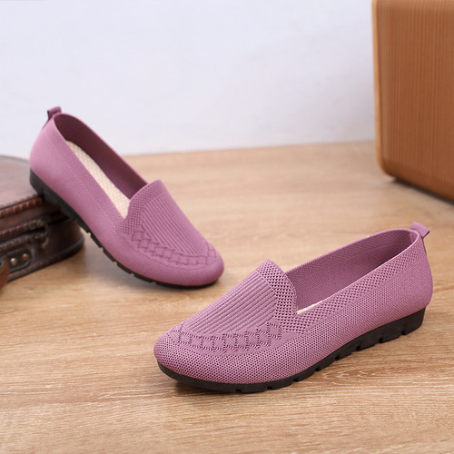 Summer New Fashion Casual Women's Single Shoes Ethnic Mother Square Dance Flyknit Low-Top Fabric Casual Embroidered Shoes