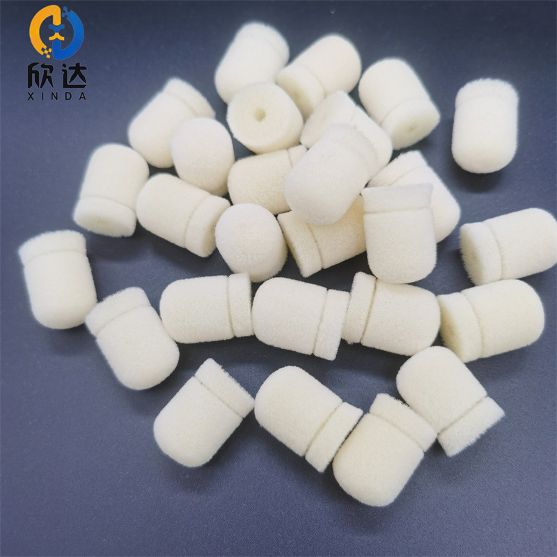 蓝牙耳机仓清洁棉唇彩海绵头白色植绒唇彩头化妆工具蘑菇棉唇釉挖