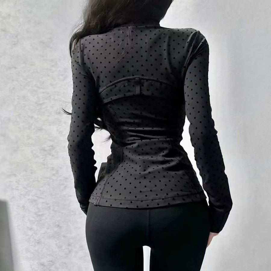 Lulu original standard polka dot stand collar jacket Define Jacket yoga jacket slim fit top for women fitness running 3
