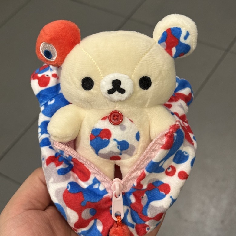 轻松熊熊哥熊妹花花睡袋挂件毛绒公仔玩偶珠链扣包挂饰|undefined