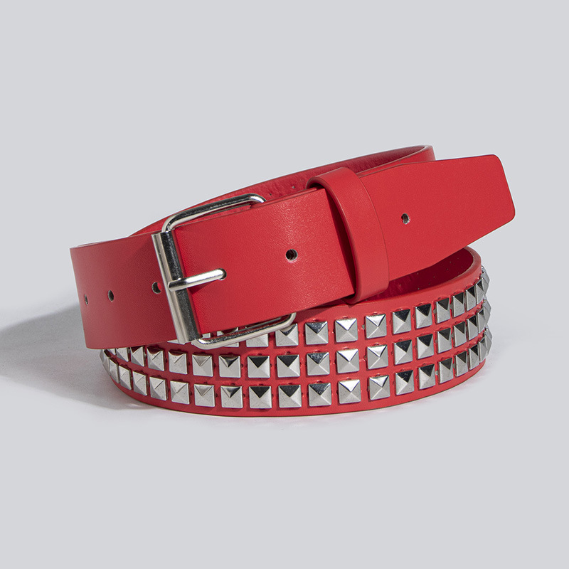 La moda europea y americana de las mujeres remache punk estrella de cinco puntas Ojo de aire chica caliente trabajo pesado cinturón decorativo