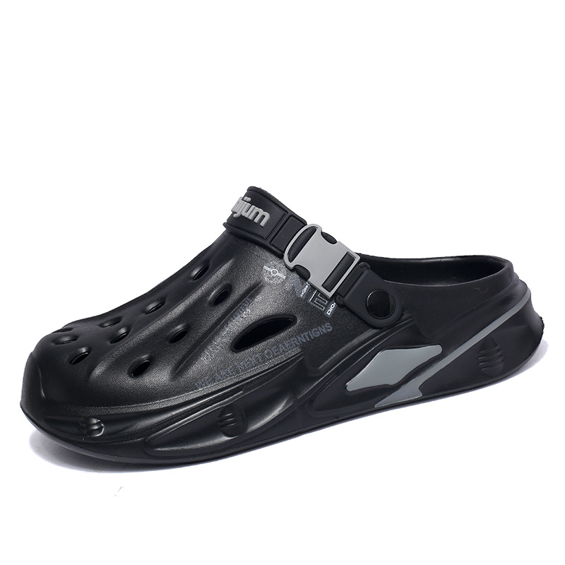 Pantuflas verano para hombre nuevo estilo suela gruesa para aumentar la sensación de pisar la mierda, zapatos con agujeros de Baotou, sandalias antideslizantes al aire libre y resistentes al desgaste