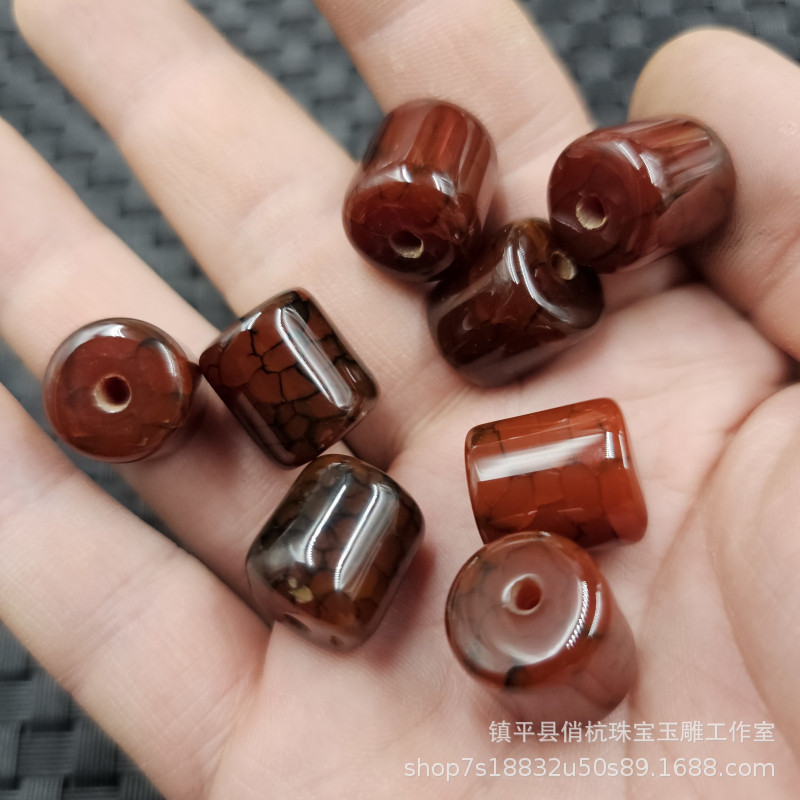 Red Agate Passepartout Jade Loose Beads Antique Agate Straight Tube Straight Column Barrel Bead Bracelet Necklace Jewelry Accessories