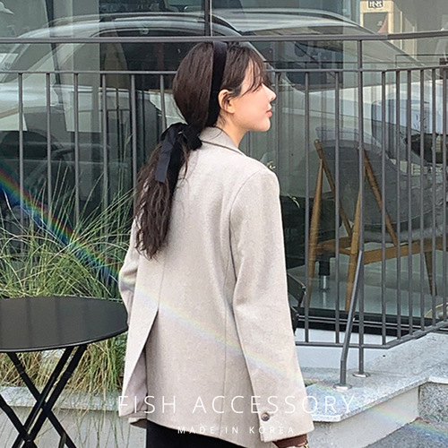 Korean imported autumn/winter French velvet hair tie with back-tie design, bow ribbon, elegant temperament, hair clip