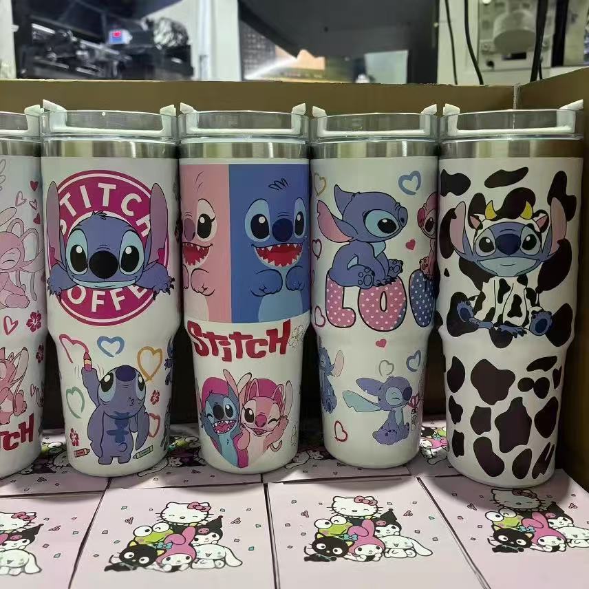 Estilo explosivo Stitch patrón de dibujos animados Ice Ba taza 30oz para coche taza de vacío de acero inoxidable 304