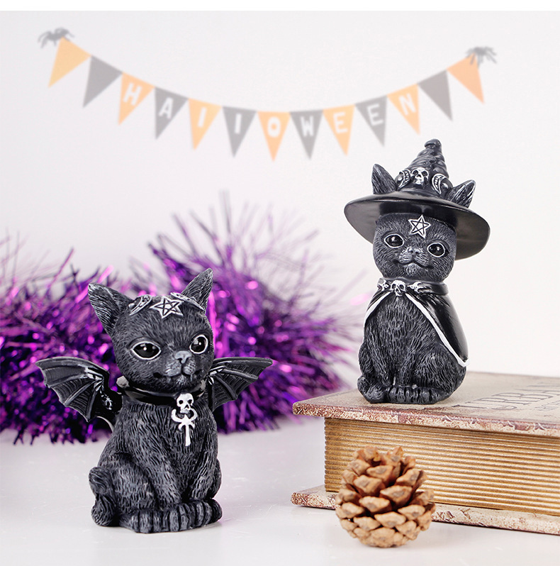 Neu Halloween Ornament Magie Katze Harz Handwerk Unabhängige Station Tier Skulptur Fenster Tisch_voghion.com