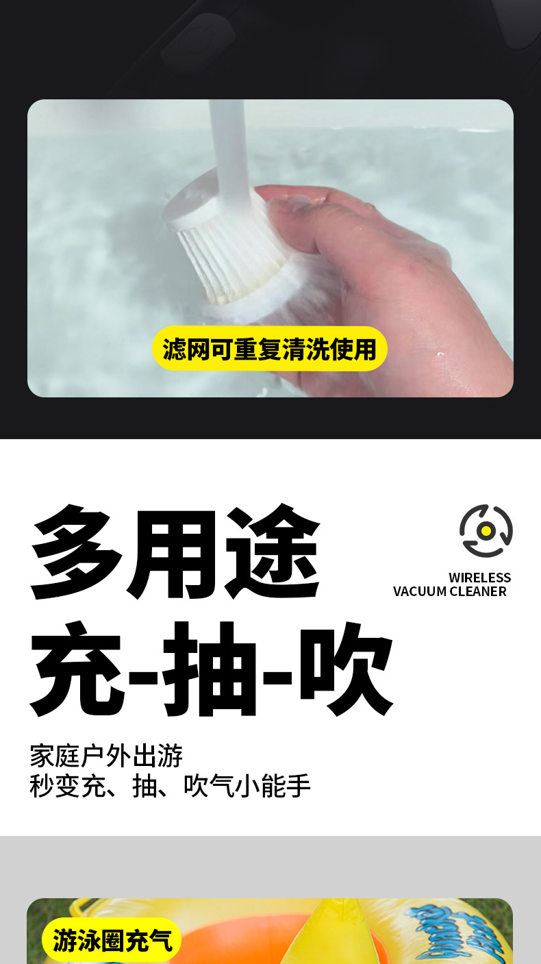 Car Vacuum Cleaner Handheld Small Wireless Vacuum Cleaner Blowing and Suction Integrated Car Home Dual-Purpose Super Powerful Suction Vacuum Cleaner