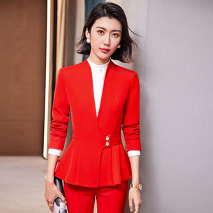 Suit set, women's fashion front desk reception work clothes, beauty shop work clothes, jewelry store professional wear work clothes two-piece set