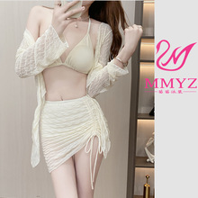 仙气泳衣女bikini比基尼三件套遮肚显瘦蕾丝性感温泉大码新款泳装