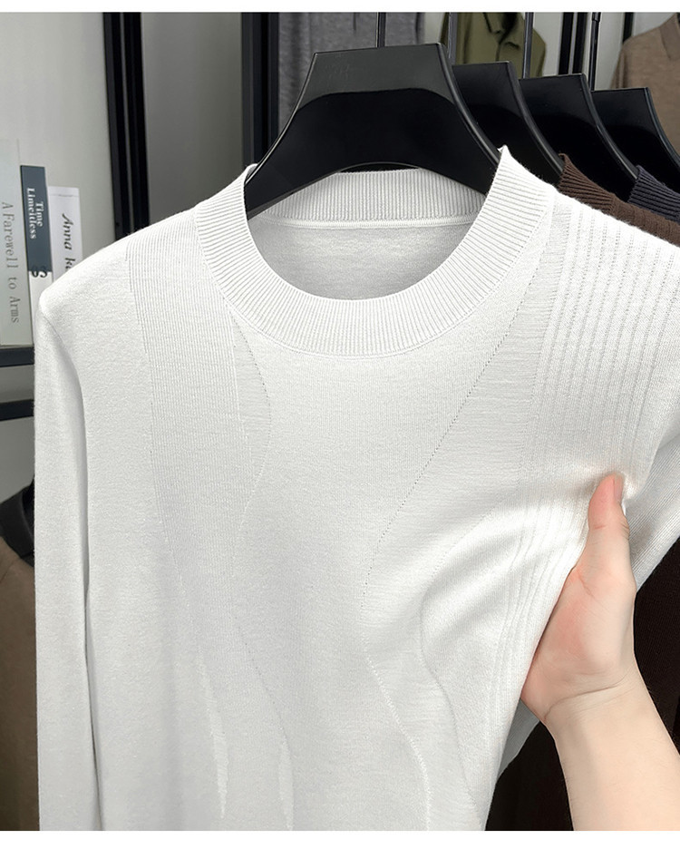 Collar redondo hoodie otoño y invierno nuevo estilo camiseta de punto hombre de color sólido de manga larga fondo de moda casual negocio suéter versátil