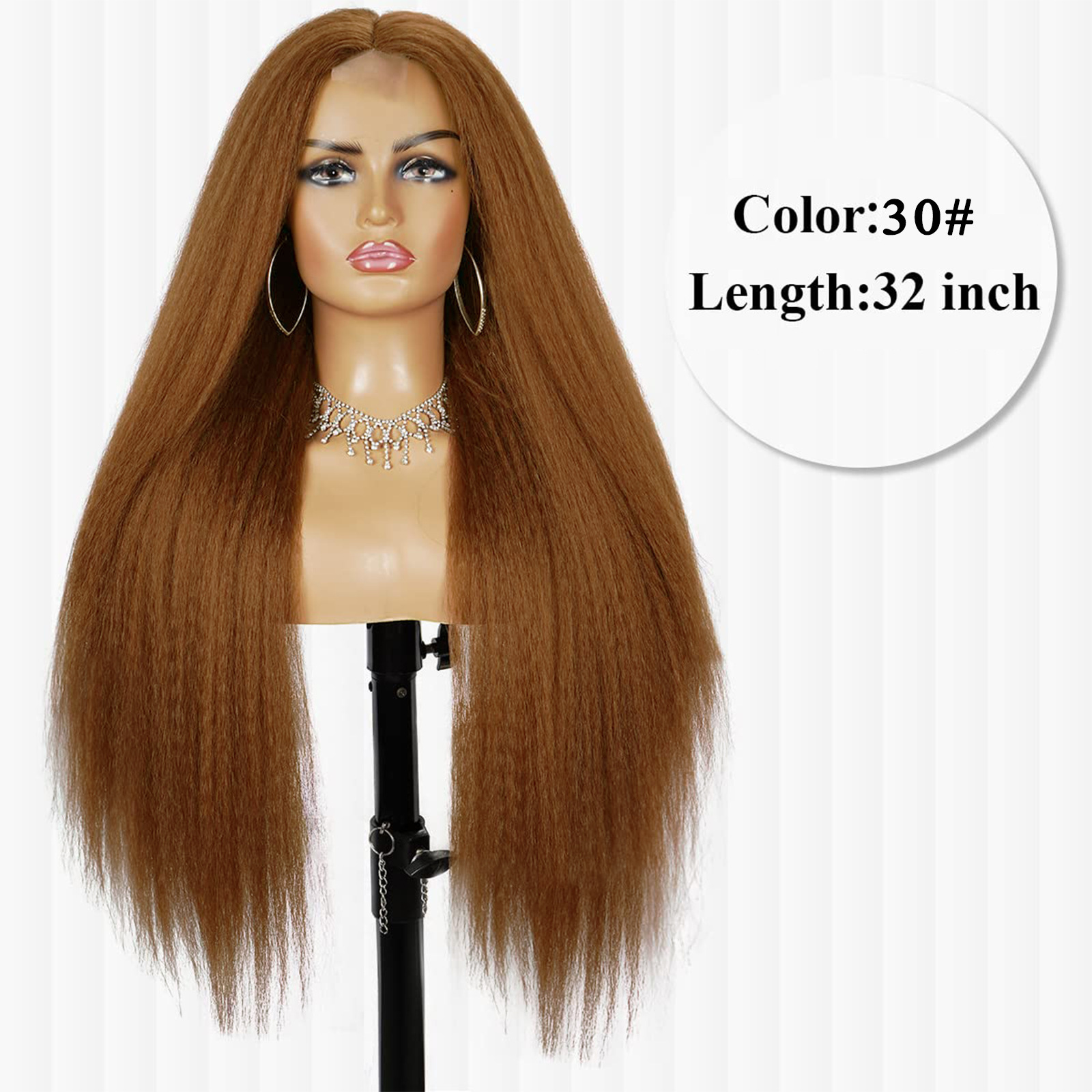 Parrucca lunga liscia in capelli sintetici con coulisse_voghion.com