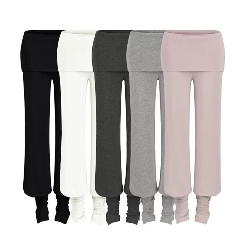 Detachable Cuffed Draped Pants for Women 2026 Summer New Style Hot Girl Style Solid Color Slim Fit High-Waisted Straight Pants