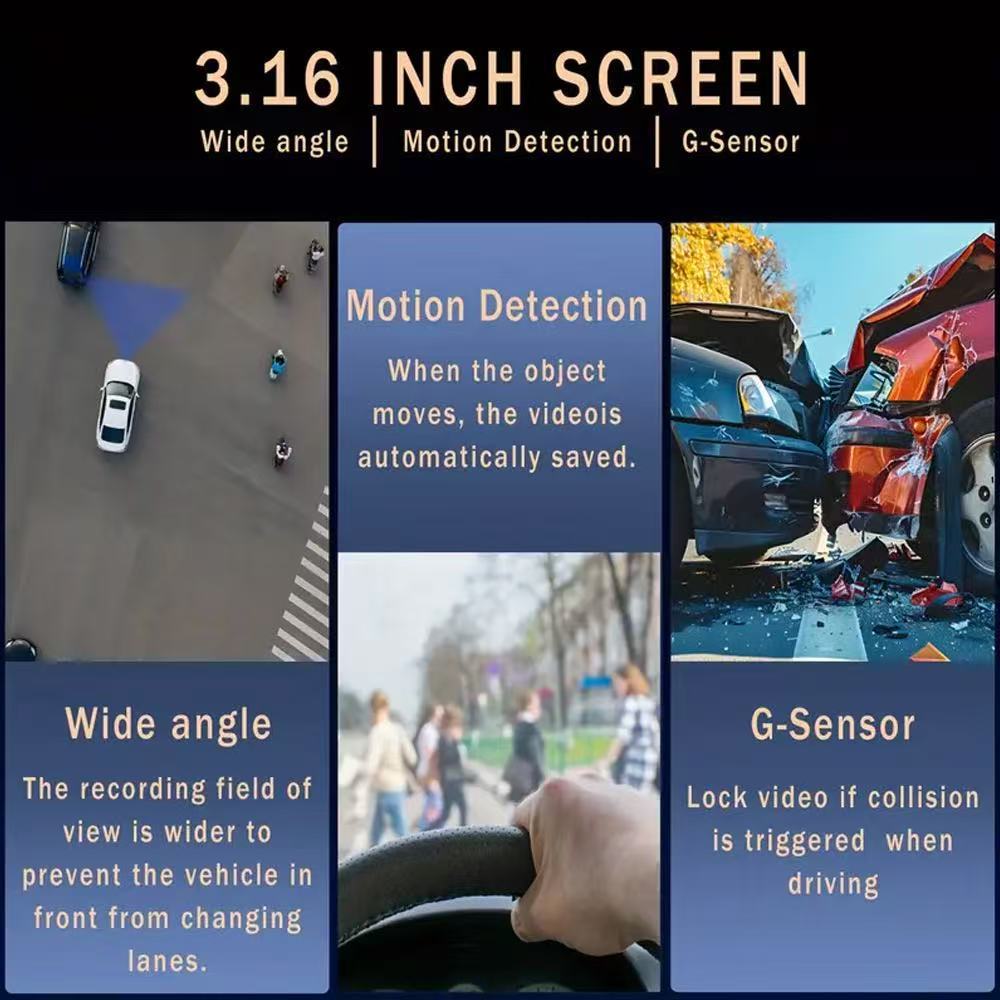 New three-lens WiFi dashcam with infrared night vision, simultaneous recording of the front, interior, and exterior of the vehicle, and in-car monitoring