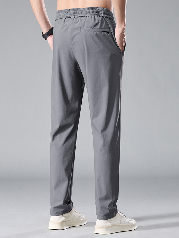 2025 verano delgado de seda de hielo pantalones casuales moda para hombres nuevos pantalones rectos ajustados transpirables ropa de hombre de moda salvaje