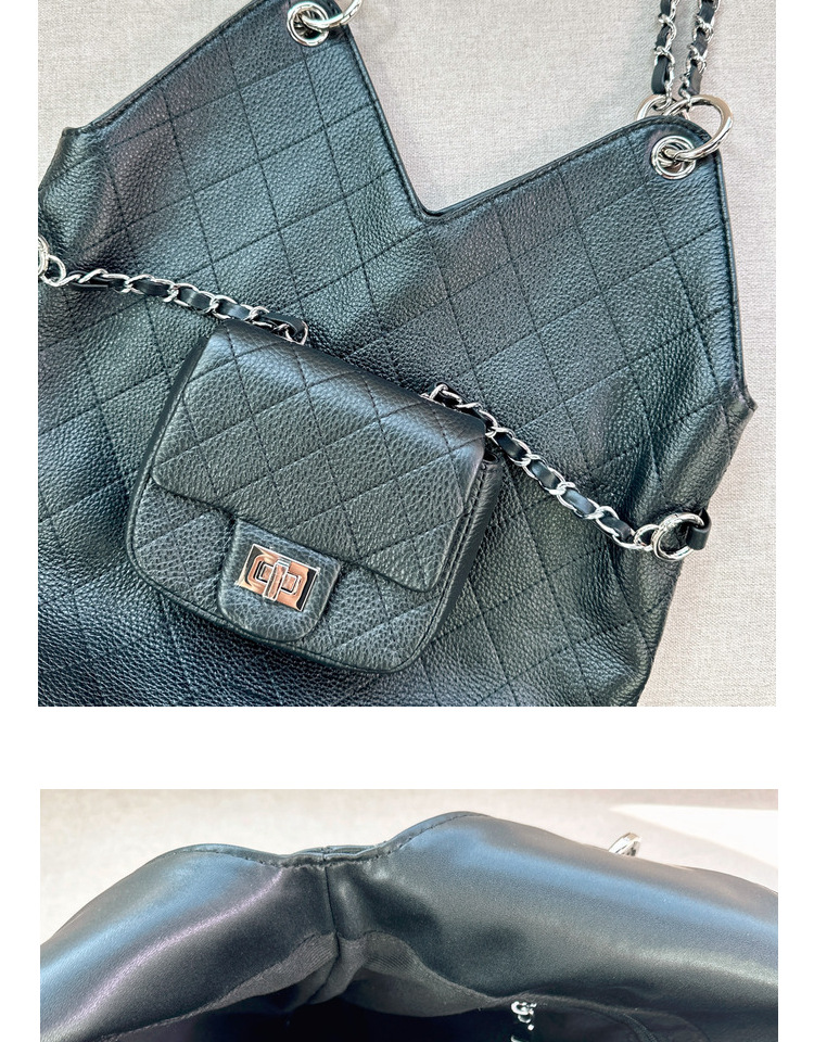 Sac à main en cuir de vache, couche de tête, petit treillis de diamant parfumé, chaîne, grande capacité, épaule pour les déplacements, nouvelle collection 2024_voghion.com