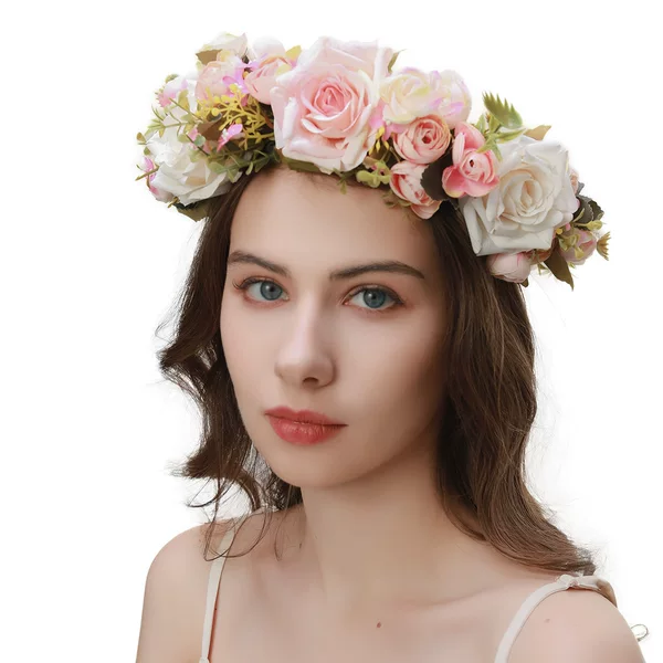 Cross-border handmade fresh flower wreath headband, featuring artificial flowers and vine-like embellishments, a European and American style hair accessory for women