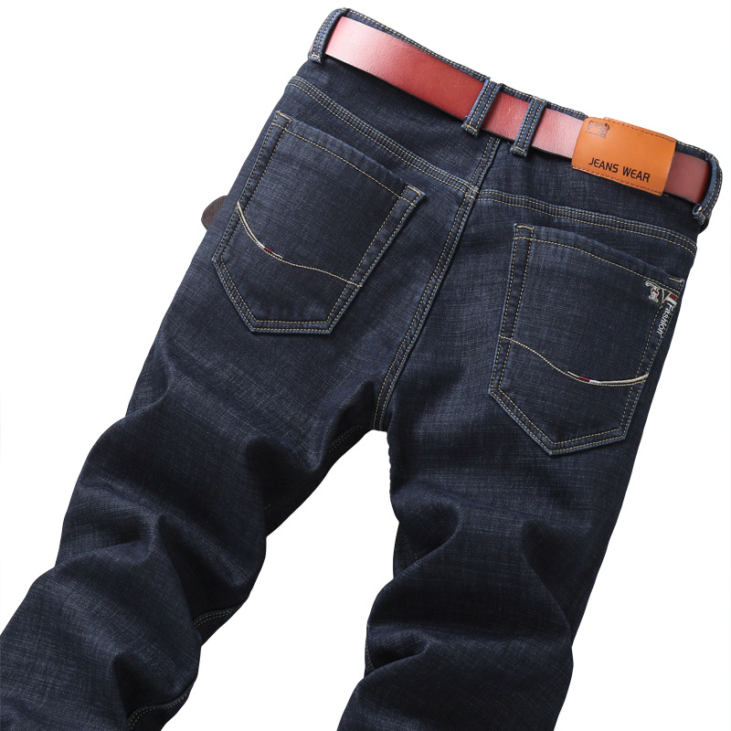 Pantalones vaqueros de lana forrados de los hombres SLIM-Fit suave estiramiento Pantalones rectos pantalones vaqueros de los hombres marca de moda ventas directas de la fábrica