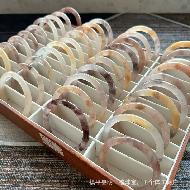 金丝玉紫罗兰圆条手镯天然正品新疆玉手镯女玉镯子叮当镯细圆条
