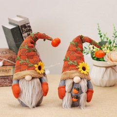 Cross-border new Thanksgiving Harvest Festival Pumpkin Sunflower Faceless Doll Dwarf Rudolph Figurine Decorative Ornament