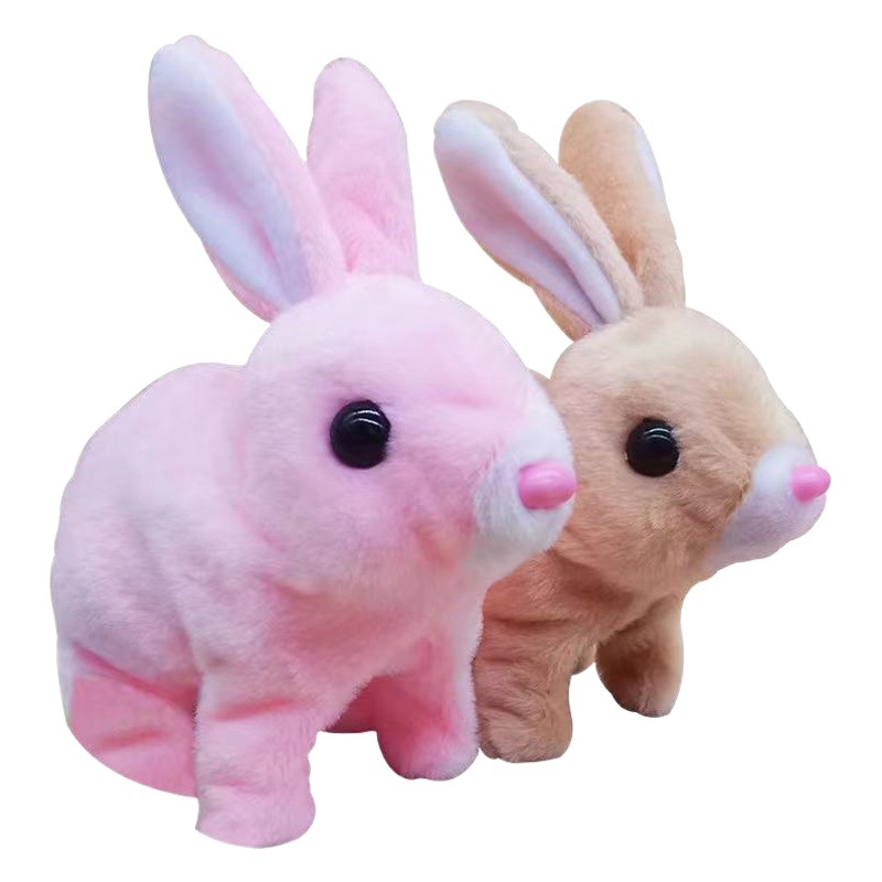 Simulación de Mascota de peluche eléctrico pequeño conejo blanco saltará y llamará a los niños jugar a la casa de mascotas juguetes eléctricos transfronterizos exclusivo