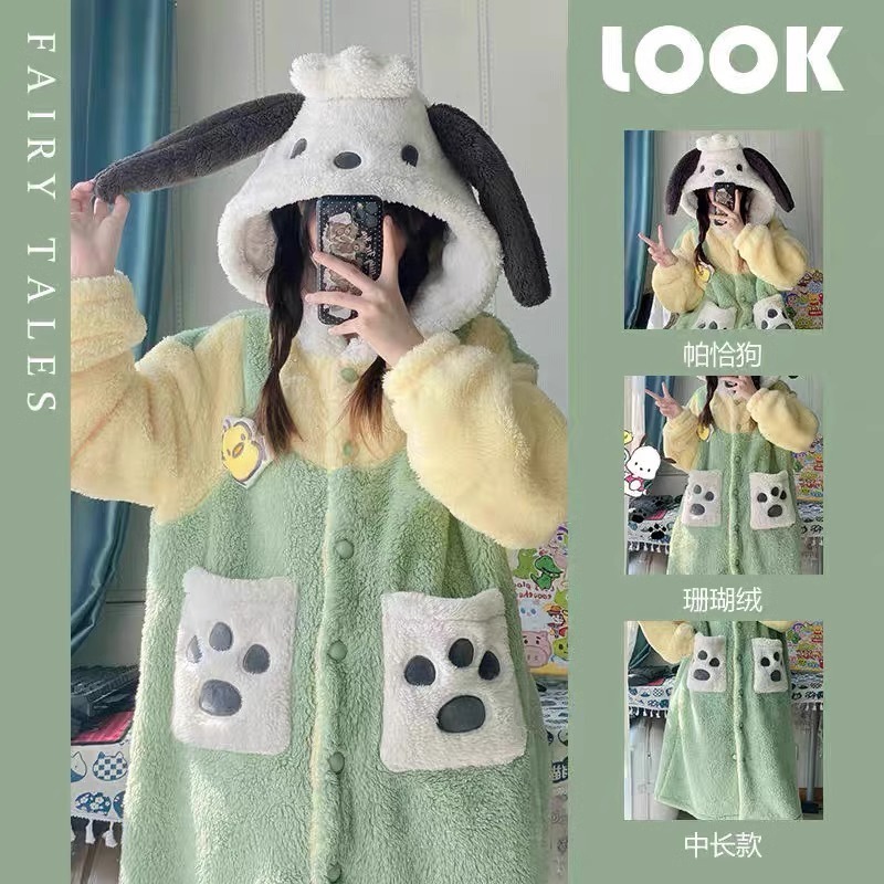Special offer!! Cute Parchal Coral Fleece Pajamas Women's Autumn and Winter New Thickened Home Clothes Nightgown for Outer Wear Special offer!! Cute Parchal Coral Fleece Pajamas Women's Autumn and Winter New Thickened Home Clothes Nightgown for Outer Wear
