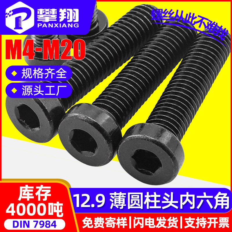 グレード 12.9 円筒頭薄頭六角穴付きネジカップ頭ショートヘッドボルト DIN7984/M3M4M5M6M8|undefined