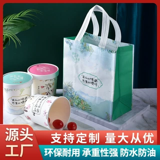定制批发一次性纸碗外卖汤桶圆形带盖粥杯加厚防漏打包粥桶外卖桶